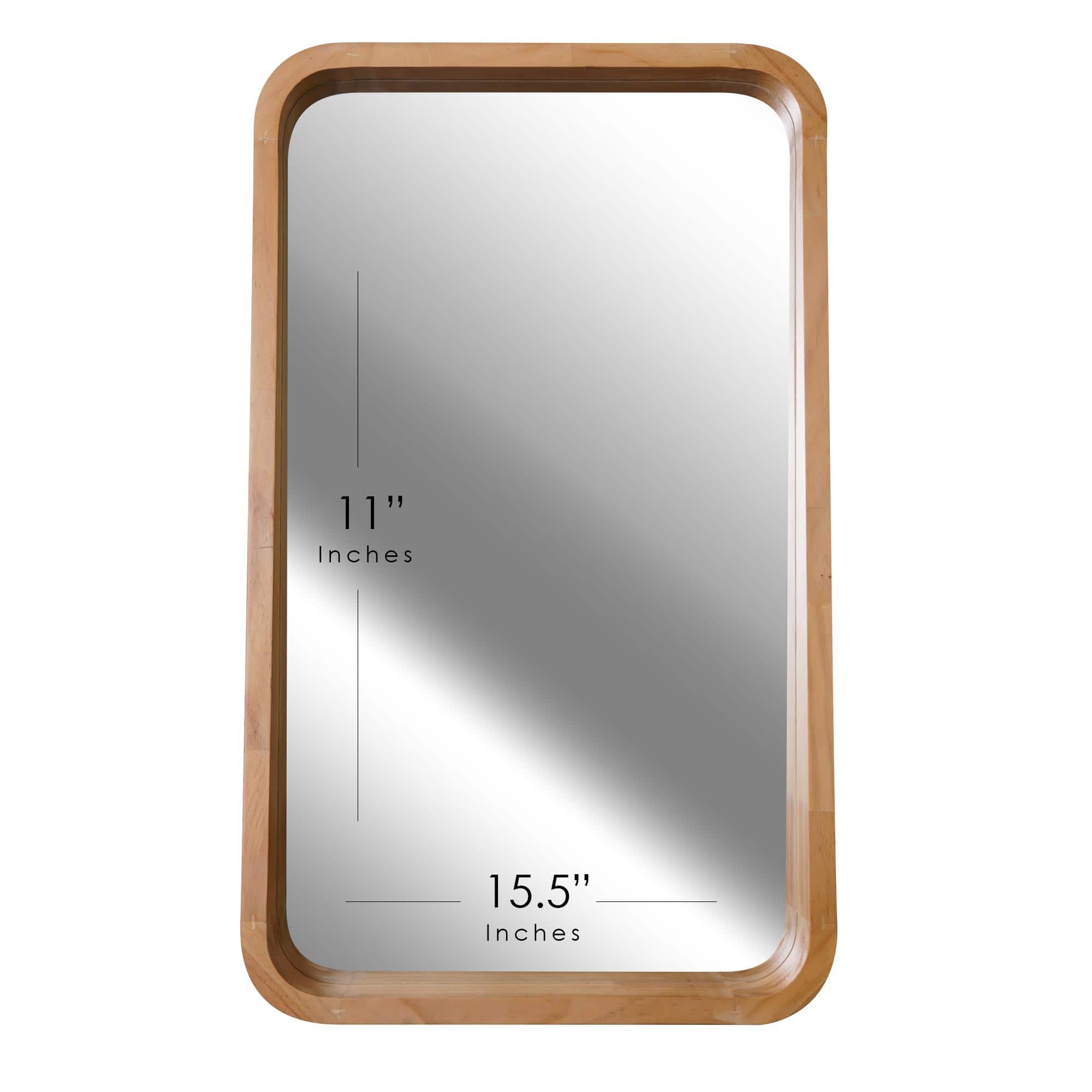 Contemporary Raised Lip Natural Wood Framed Wall Mirror - 13" x 17.5"